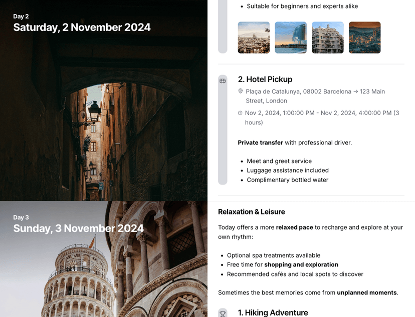 Itinerary background